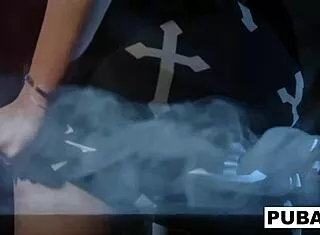 hot gothic vampire dani masturbates her big tits and pussy solo