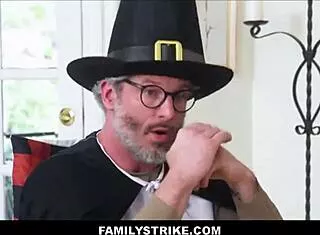 Thanksgiving turns wild as stepmom chanel camryn squirts in family orgy with steps and stepdad.