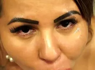 lady bee gags on deepthroat cock swallowing every drop in wet oral erotikaxxx rapidinha