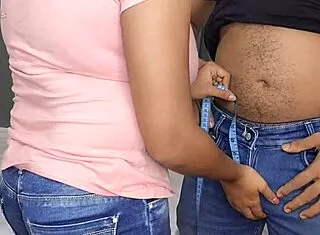 tailor lady grabs dick i fuck her cum leg