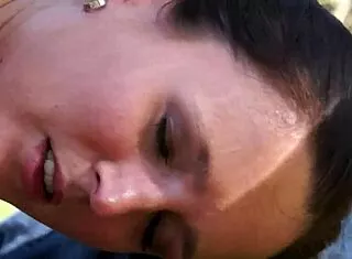 Horny brunette's wild motorbike outdoor pounding