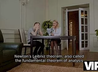 Vip4k. Blonde Milf Teacher Fucks Black Cock on Desk in Stockings