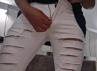 Adora Rubs Cock on Bed, Fingers Ass, Explosive Cumshot Closeup