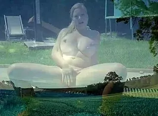 Blonde Milf Squirt Floods Pool JOI Big Clit Fuck Doll