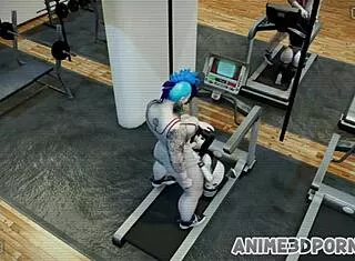 Shemales Gym Threesome Pounds Brunette Ass Hard