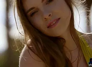 damn petite russian blonde kate chromia rips bikini for outdoor strip...