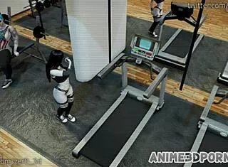 Shemales Gym Threesome Pounds Brunette Ass Hard