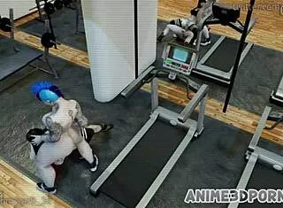Shemales Gym Threesome Pounds Brunette Ass Hard
