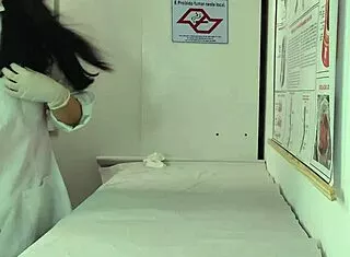 nurse and esthetician watch patient's throbbing erection grow