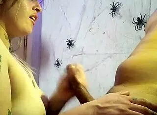 Halloween Elf Deepthroats Black Cock with Sloppy Throat Skills!