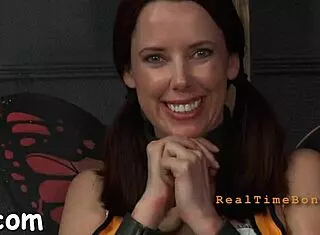 restrained angel gets punished hard in garage