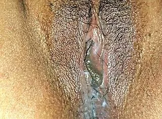 sexy latina milf's wet hairy pussy creampied missionary close-up cum-covered