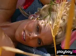 Jenessa Dawn strips naked outdoors on ranch flashing big natural tits