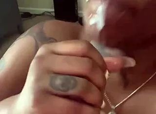that slutty redhead gaggin on my monster black cock sloppy deepthroat ball lick