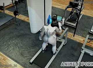 Shemales Gym Threesome Pounds Brunette Ass Hard