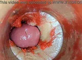 Camera Deep Inside Oiled Tight Pussy Captures Huge Creampie ASMR