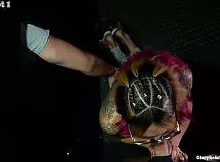 kim swallows cum from gloryhole like a pro, nothing she won't do