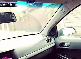 Naughty Adeline's Sloppy Car Blowjob Swallows Neighbor's Huge Cum Load