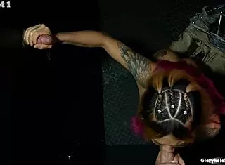 kim swallows cum from gloryhole like a pro, nothing she won't do