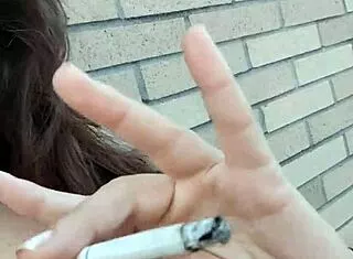 Kelly kendrick's big tits spill out smoking cigs outdoors