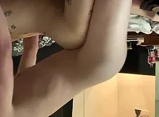 hot babe bent over taking cumshot in doggie style