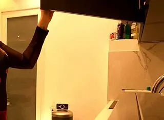 Curvy brunette's miniskirt hides huge ass panty flash!