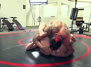 aubree battles bt in sexual supremacy wrestling match domination cumshots