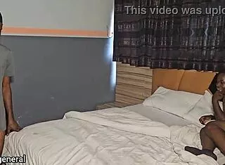 oiled mistress catches peeper and demands hard bedroom ass fuck