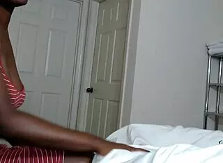 Ebony Steps Daughter Wakes Stepdad with Sloppy Blowjob and Cum Swallow