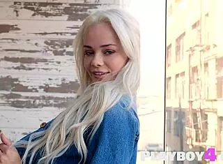 Sweet Blonde Elsa Jean Exposes Petite Body Passion Striptease Lingerie