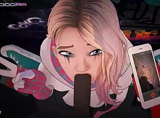 spider-gwen drops to knees for pov blonde blowjob 💦🕷️