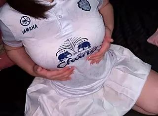 oiled asian beauty's tight pussy creampied missionary style