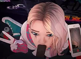 spider-gwen drops to knees for pov blonde blowjob 💦🕷️