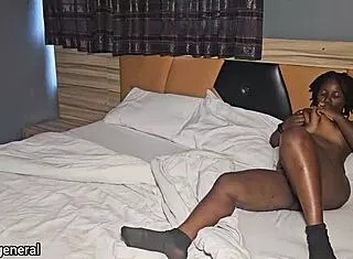 oiled mistress catches peeper and demands hard bedroom ass fuck