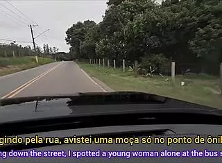 redhead housewife risks street bus flash jerkoff tease