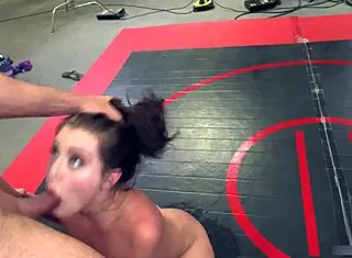 aubree battles bt in sexual supremacy wrestling match domination cumshots