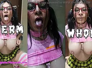 a bukkake sissy slut hooked on cum facials and tit blasts craves every drop
