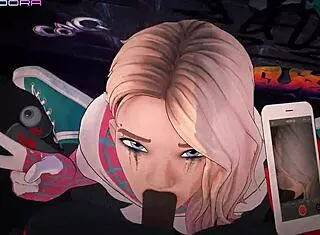 spider-gwen drops to knees for pov blonde blowjob 💦🕷️