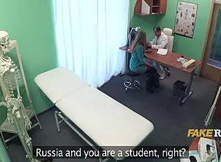 doctor massages patient's back then fucks her hard