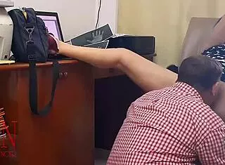 Boss Lady Forces Employee Pussy Lick in Hidden Office Femdom Domination
