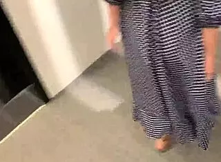 she spreads wet pussy with vibrator for risky bar orgasm. lovense controls it all