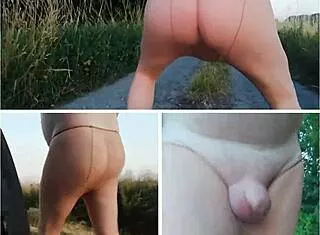 I went outdoor in strumpfhose flashing ass n feet closeup... so fetishy!!