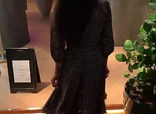 she spreads wet pussy with vibrator for risky bar orgasm. lovense controls it all