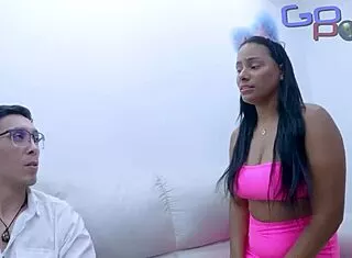 Brazilian brunette teaches shy Japanese slut pussy licking in sex class.