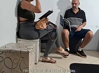 dentist waiting room dick flash groped by horny babe