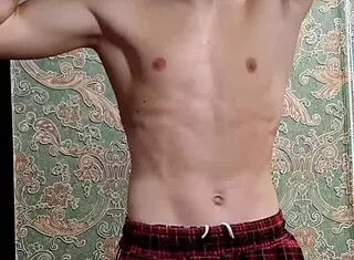 skinny flexible boy flexes after study session