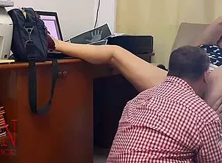 Boss Lady Forces Employee Pussy Lick in Hidden Office Femdom Domination