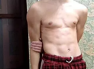 skinny flexible boy flexes after study session