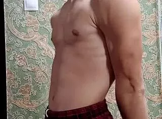 skinny flexible boy flexes after study session