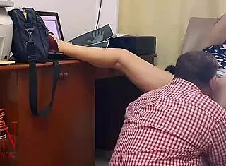 Boss Lady Forces Employee Pussy Lick in Hidden Office Femdom Domination